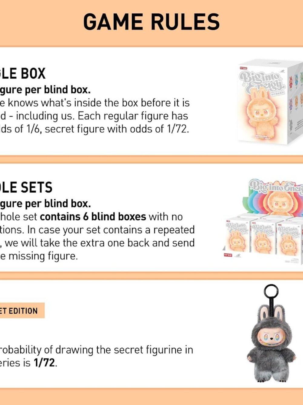 THE Monsters LABUBU Big into Energy Vinyl Plush Pendant Blind Box | LABUBU Doll, - Picture 4 of 6